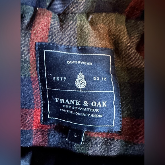 Frank & Oak Checkered Pea Coat - Navy and Burgundy - Picture 11 of 11
